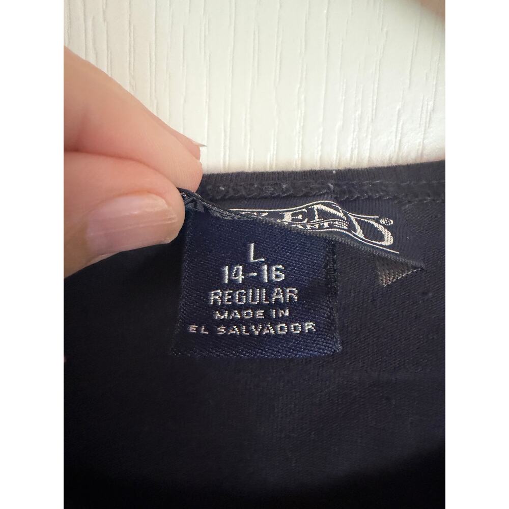 Lands’ End Black Long Sleeve Crew Neck Cotton Tee Shirt Women’s L 14-16 - Picture 6 of 9